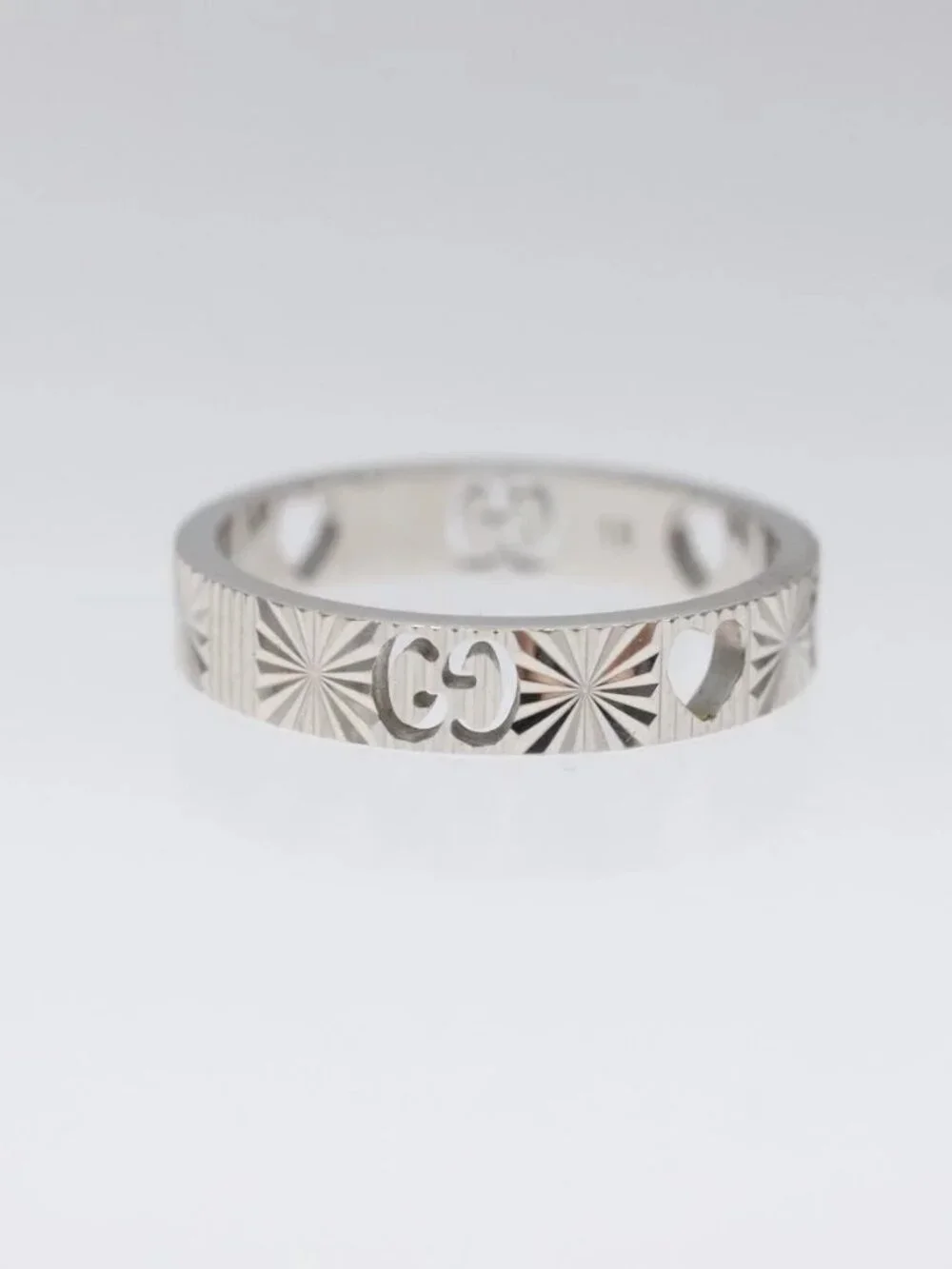 GUCCI Heart Ring K18 Silver Gold (750) 4.4g (18K) Silver Auth 117299SAM